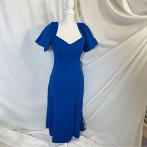 Elegant Royal Blue Women's Puff Sleeve Dress